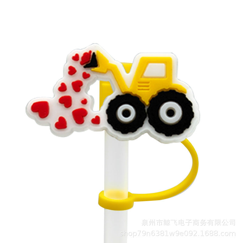 Wholesale Valentine's Day Love Silicone Straw Cap Cute Sweetheart Cartoon Straw Decorative Lid Straw Plug Straw Sleeve Straw Holder